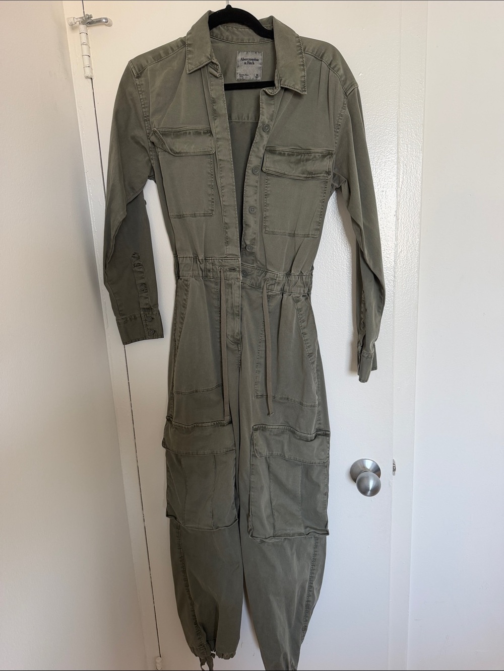 Abercrombie & Fitch Olive Green Utility Jumpsuit with Cargo Pockets